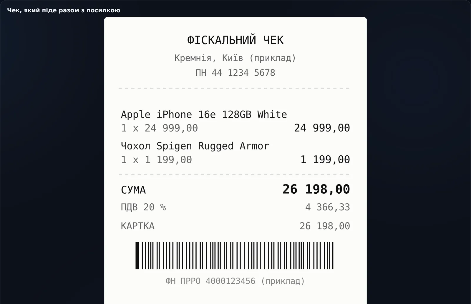 Фіскальний чек ПРРО